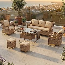 CANİSA Anemon Serisi 3+1+1+2 Puf Bahçe Balkon Oturma Koltuk Takımı