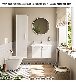 VitrA Root Flat iki kapaklı lavabo dolabi 100 cm + Lavabo 7057B003-0001