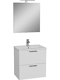 Vitra Mia Banyo Dolabı Seti 80 Cm, İki Çekmeceli Lavabo Dolabı, Aydınlatmalı Düz Ayna, Parlak Beyaz 75024
