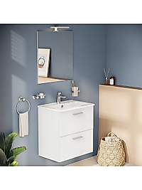 VitrA Mia 75021 Banyo Dolabı Seti, Çekmeceli, 60 cm, Parlak Beyaz